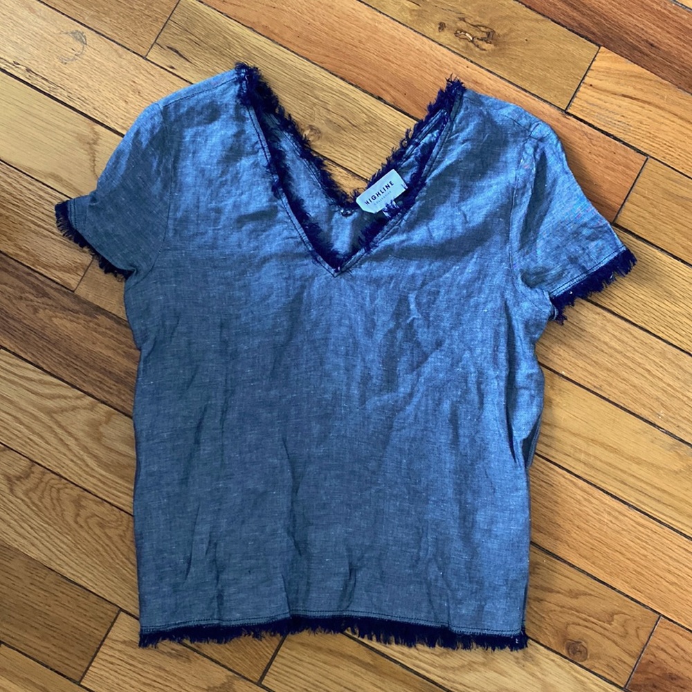 Highline Collective Blue Linen Top